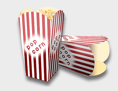 Embalagem de Pipoca Papel Alimentício 270g com Película Antigordura 8,8x8,8x18cm - 4x0 - 250 unid