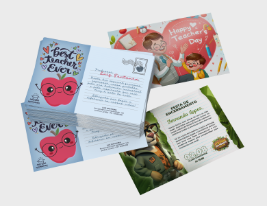 Convites e Postais com Dados Variáveis Supremo 300g Sem Verniz 10x15 cm - 4x1 - 1 unid