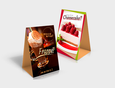 Prisma de Mesa Vertical Couchê 300g Laminação Fosca e Hot Stamping 10x15cm - 4x4 - 500 unid